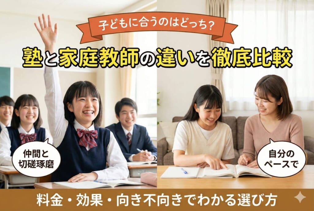 塾と家庭教師の違いを徹底比較｜子どもに合うのはどっち？料金・効果・向き不向きでわかる選び方